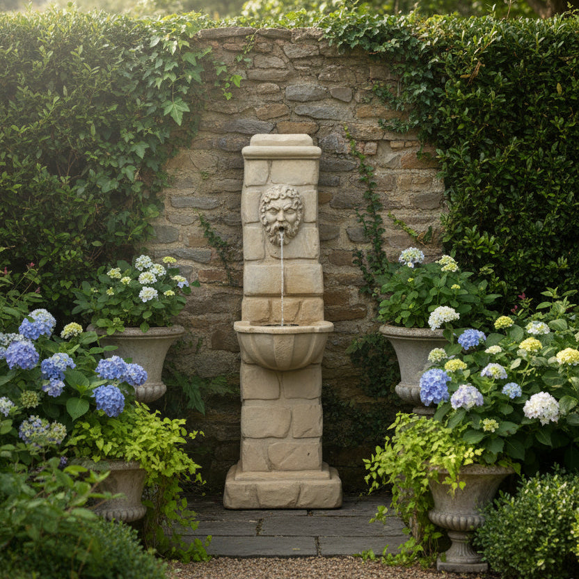 Giannini Garden Green Man Outdoor Column Fountain 1142