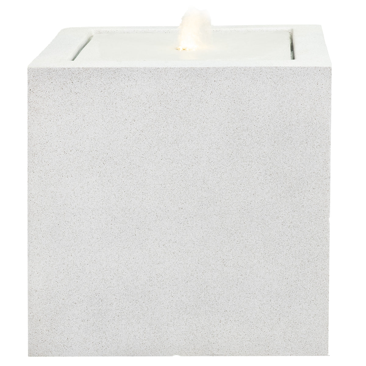 Sunnydaze White Fog Square Bubble Modern Outdoor Fountain with LED Light GP-7421