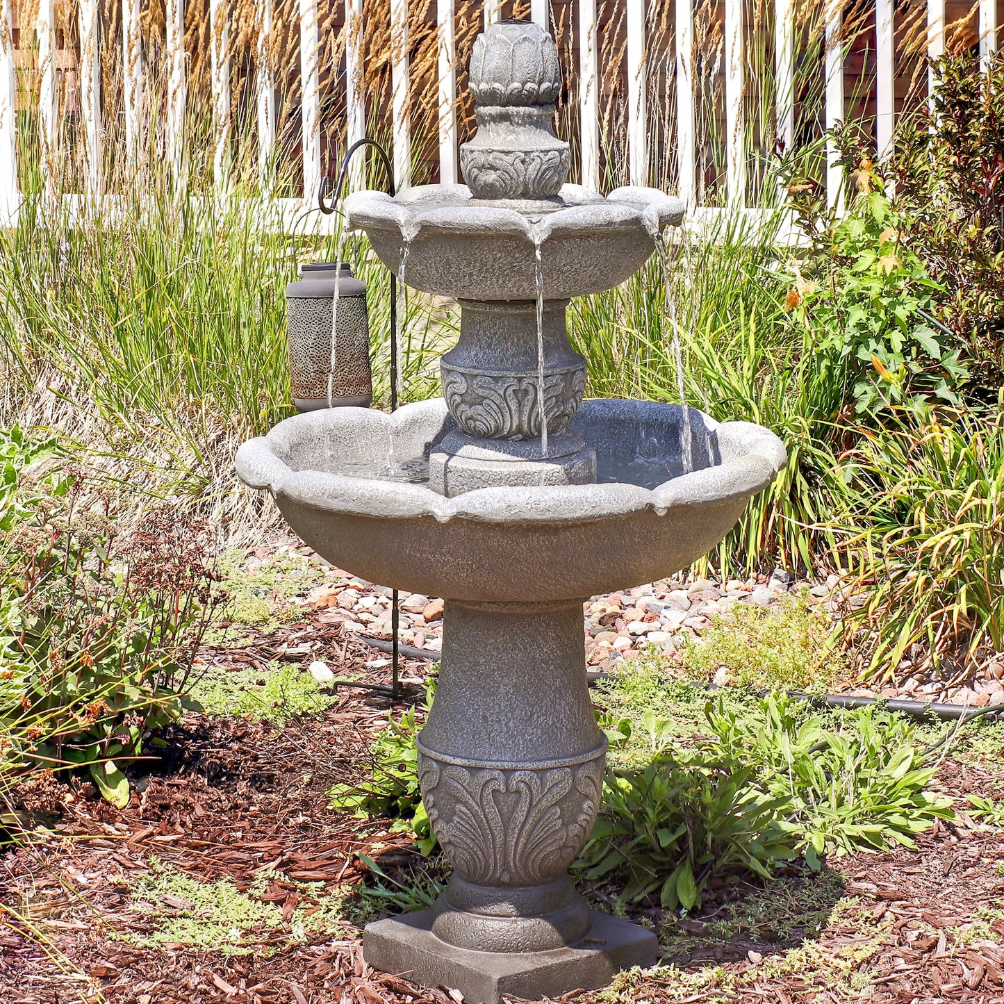 Sunnydaze 50" 2-Tier Outdoor Water Fountain French Garden Design