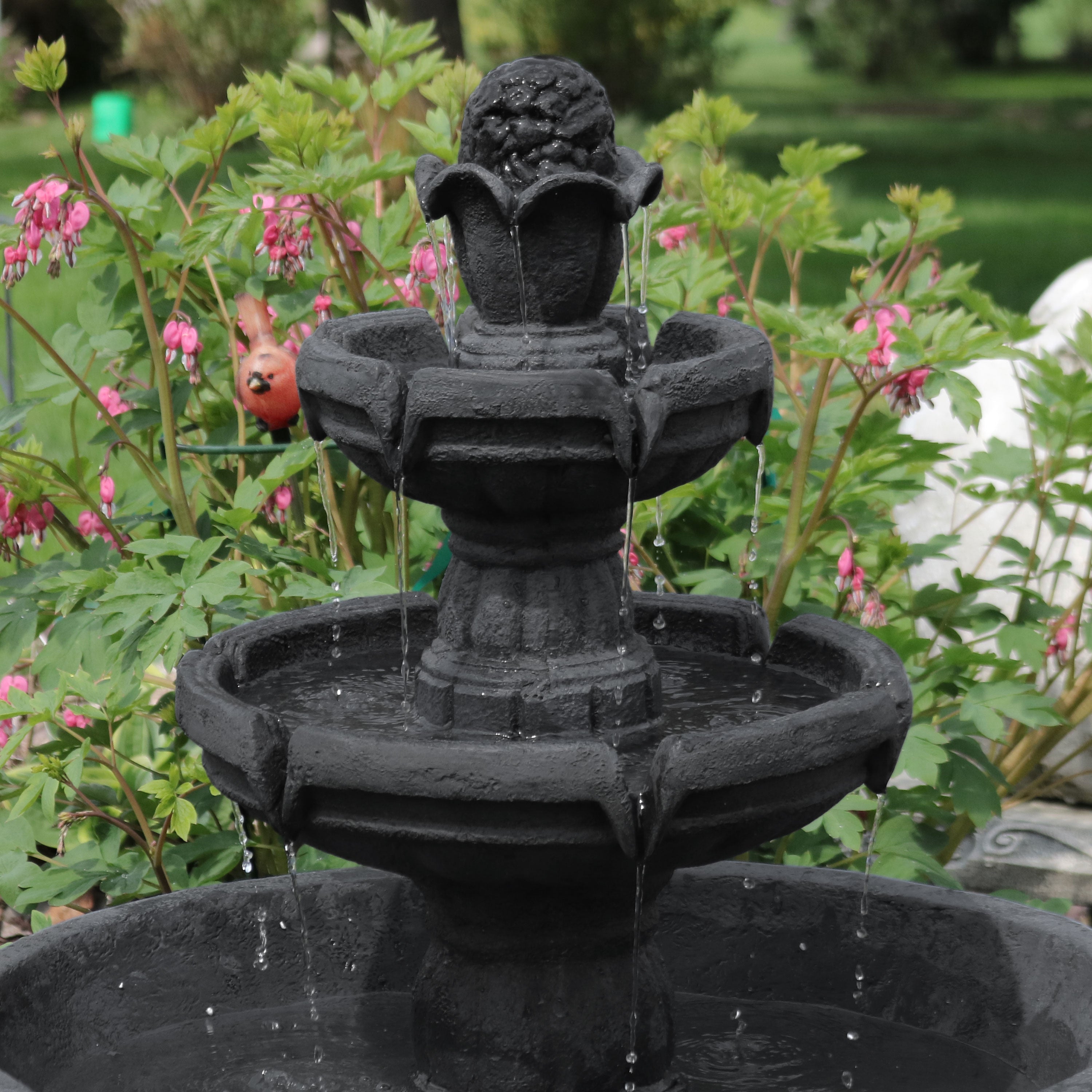 Sunnydaze 34" H Budding Fruition 3-Tier Outdoor Water Fountain