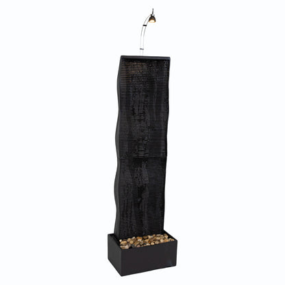Sunnydaze  56" Curved Ridge Slate Tall Indoor Water Fountain with Light