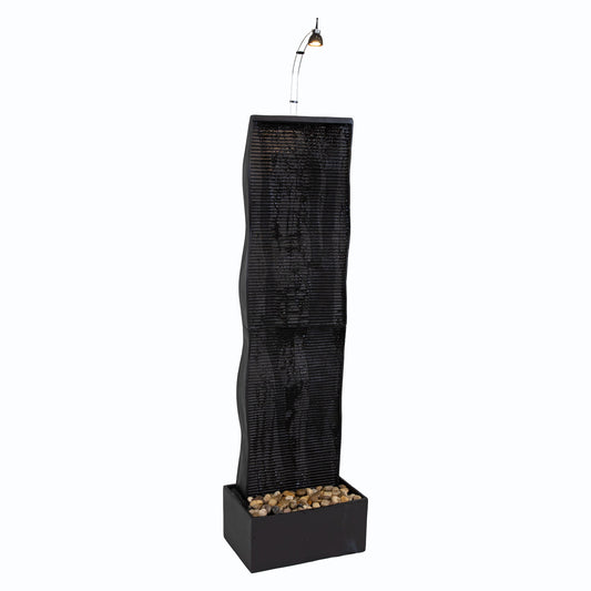 Sunnydaze  56" Curved Ridge Slate Tall Indoor Water Fountain with Light