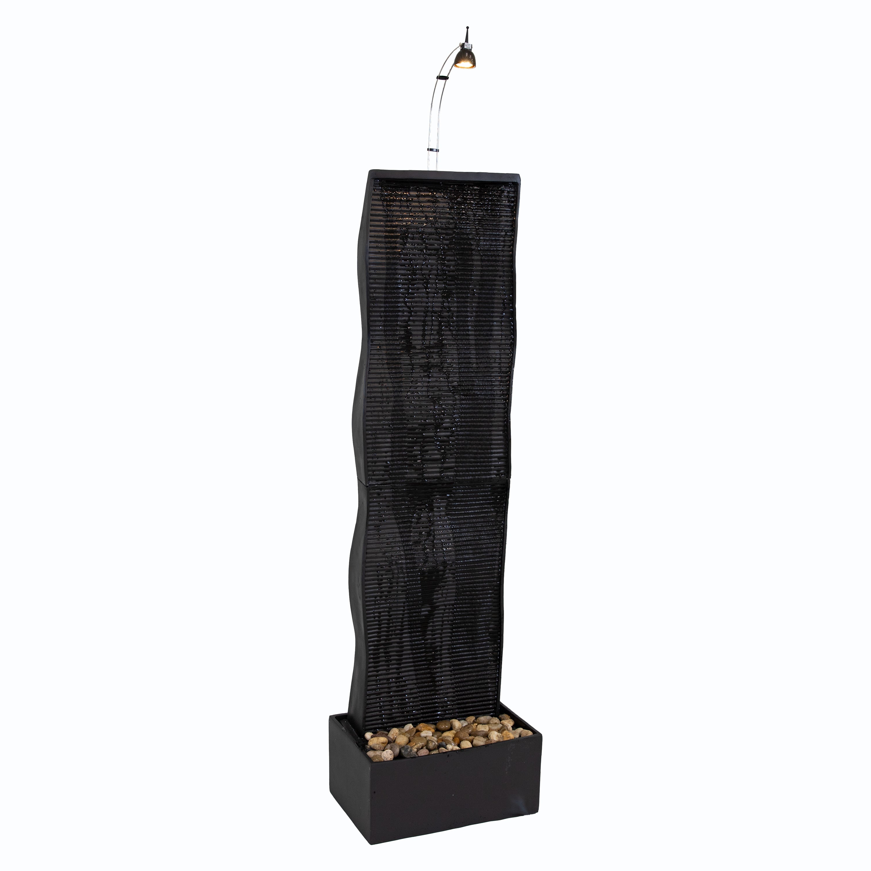 Sunnydaze  56" Curved Ridge Slate Tall Indoor Water Fountain with Light