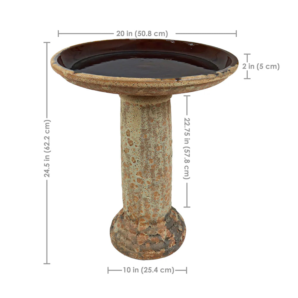 Sunnydaze Toulon 24.5" H Outdoor Ceramic Bird Bath