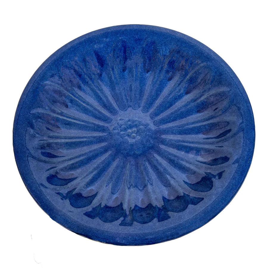 Sunnydaze 21.5" H Daisy Embossed Bowl Glazed Ceramic Bird Bath