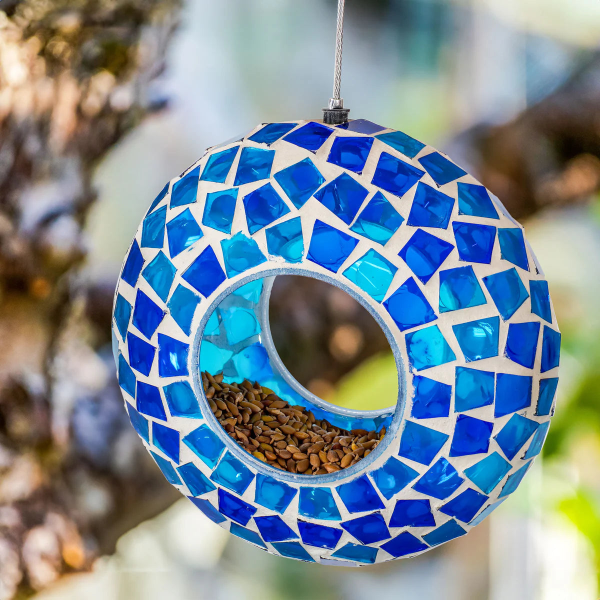 Sunnydaze 6" Mosaic Fly-Through Hanging Bird Feeder