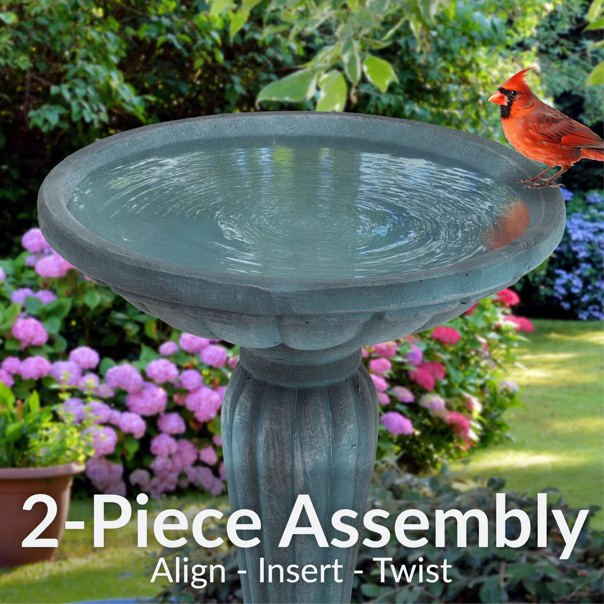 Sunnydaze Grecian Garden 20.25" H Reinforced Concrete Bird Bath