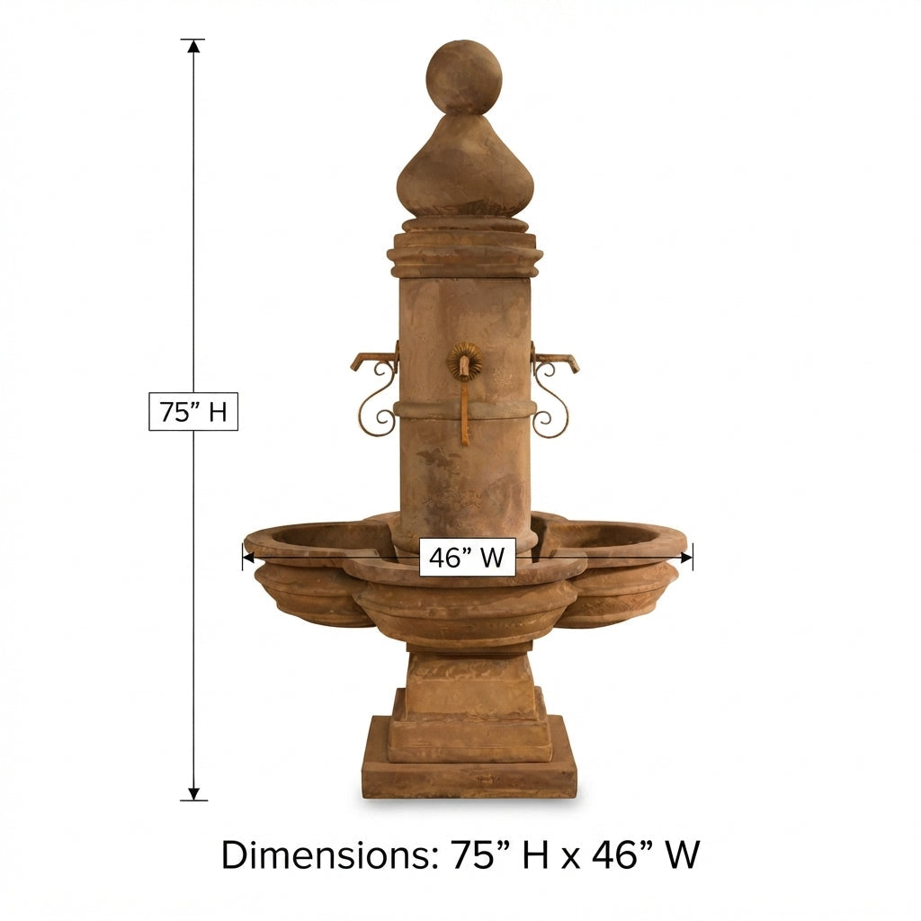 Giannini Garden Beaumont Short Concrete Courtyard Outdoor Fountain 1596