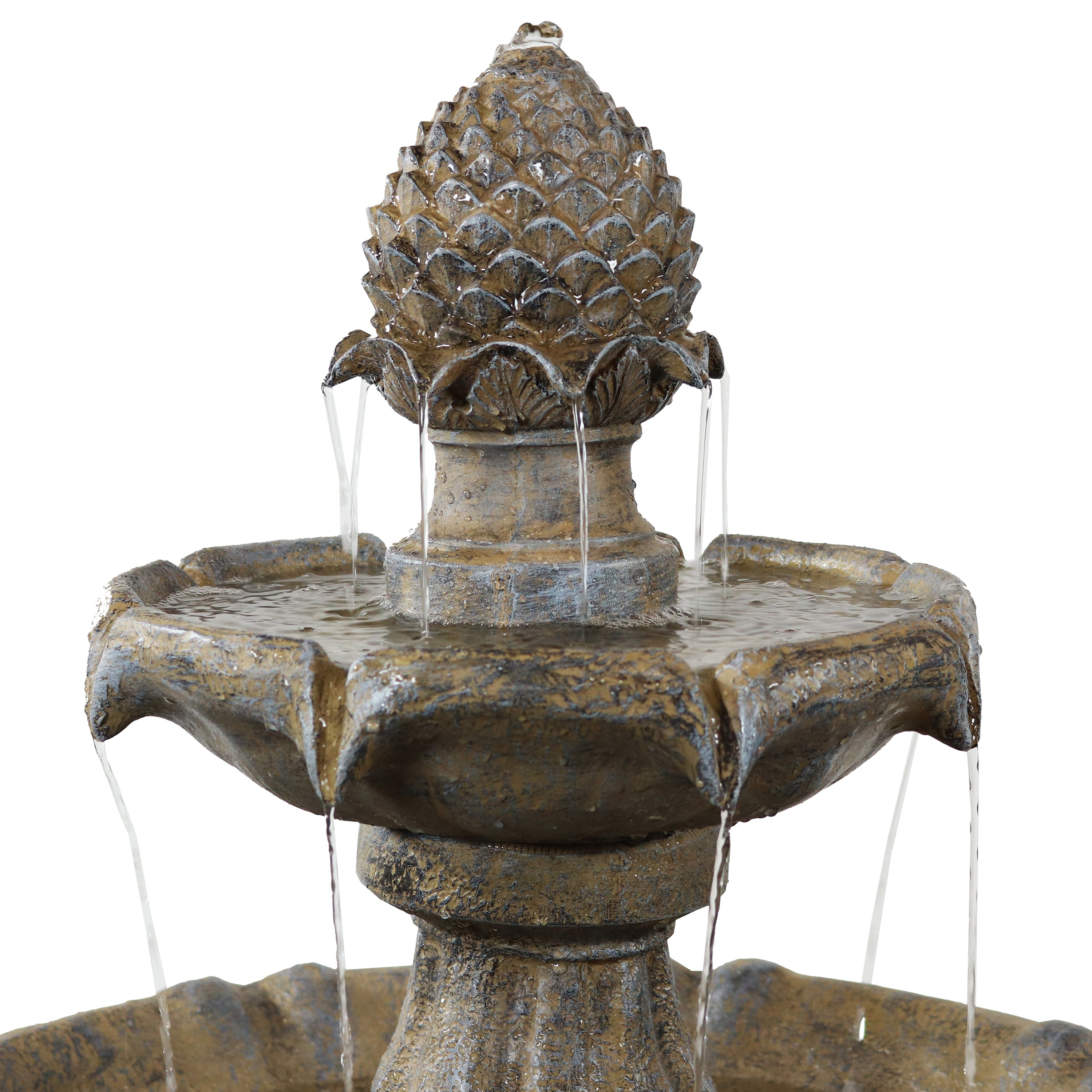 Sunnydaze 2-Tier Pineapple 46" Solar Fountain with Battery Backup