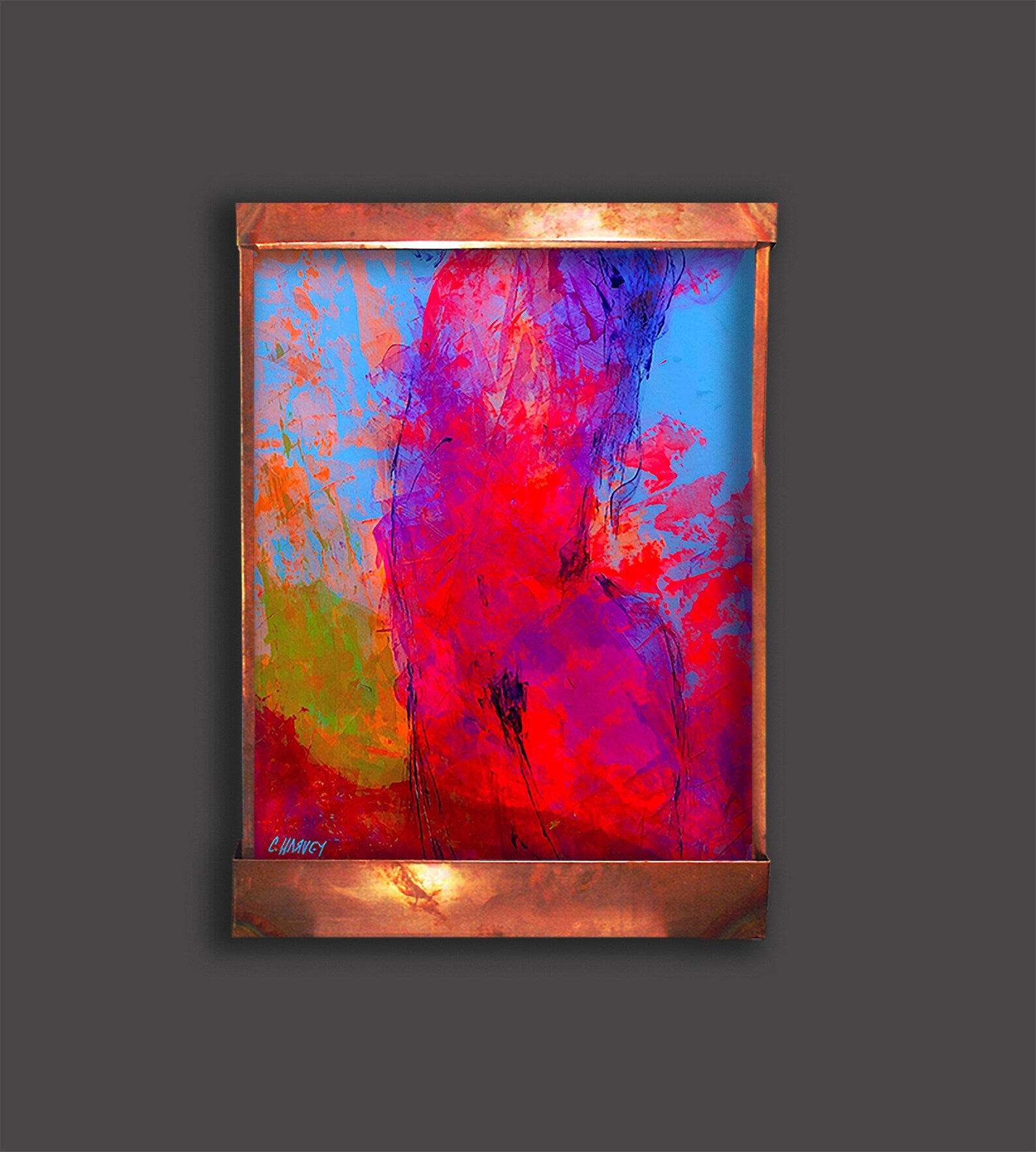 Cameron Harvey Holi Festival of Colors 48″ H x 34″ W Indoor Wall Fountain