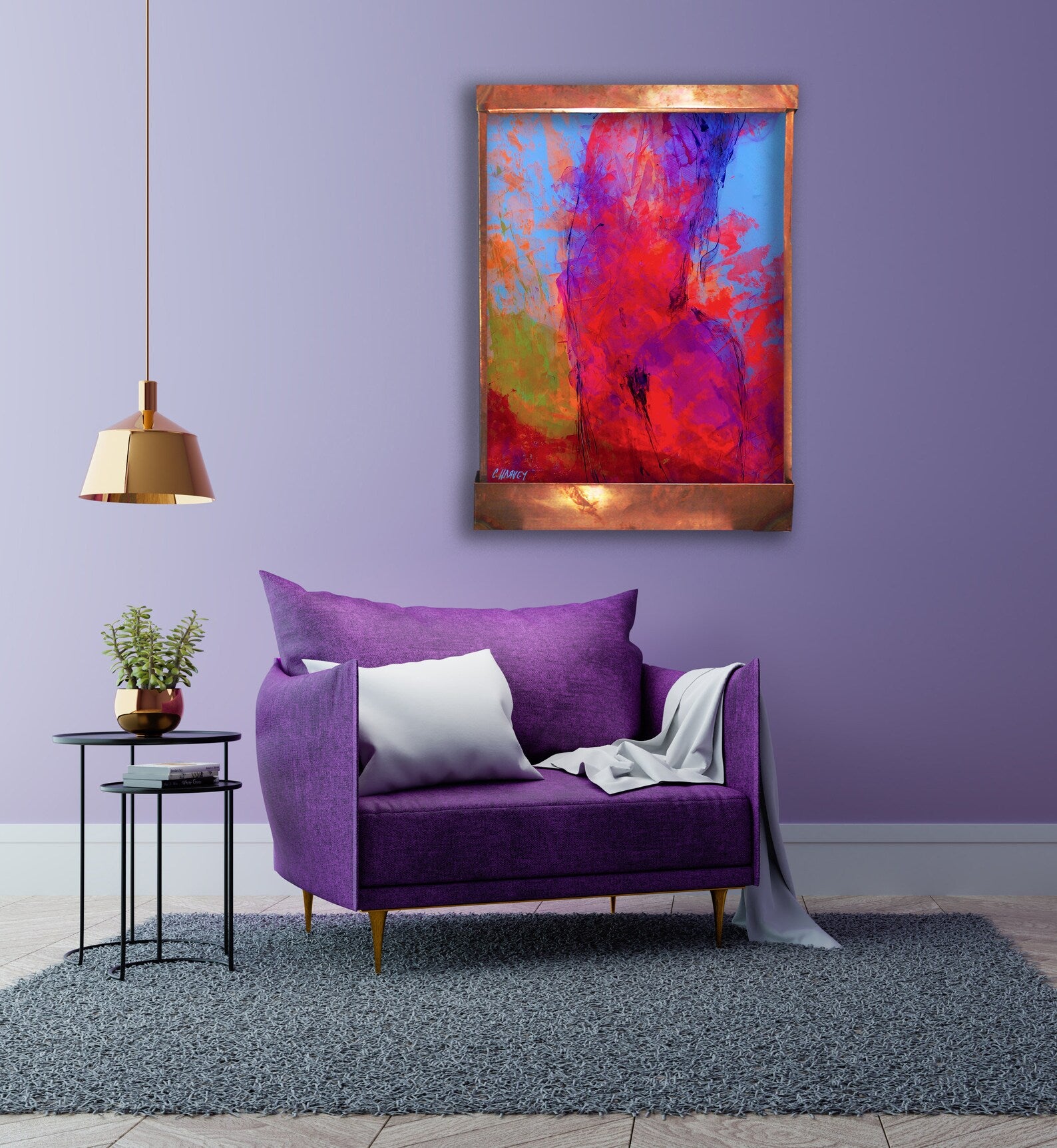 Cameron Harvey Holi Festival of Colors 48″ H x 34″ W Indoor Wall Fountain