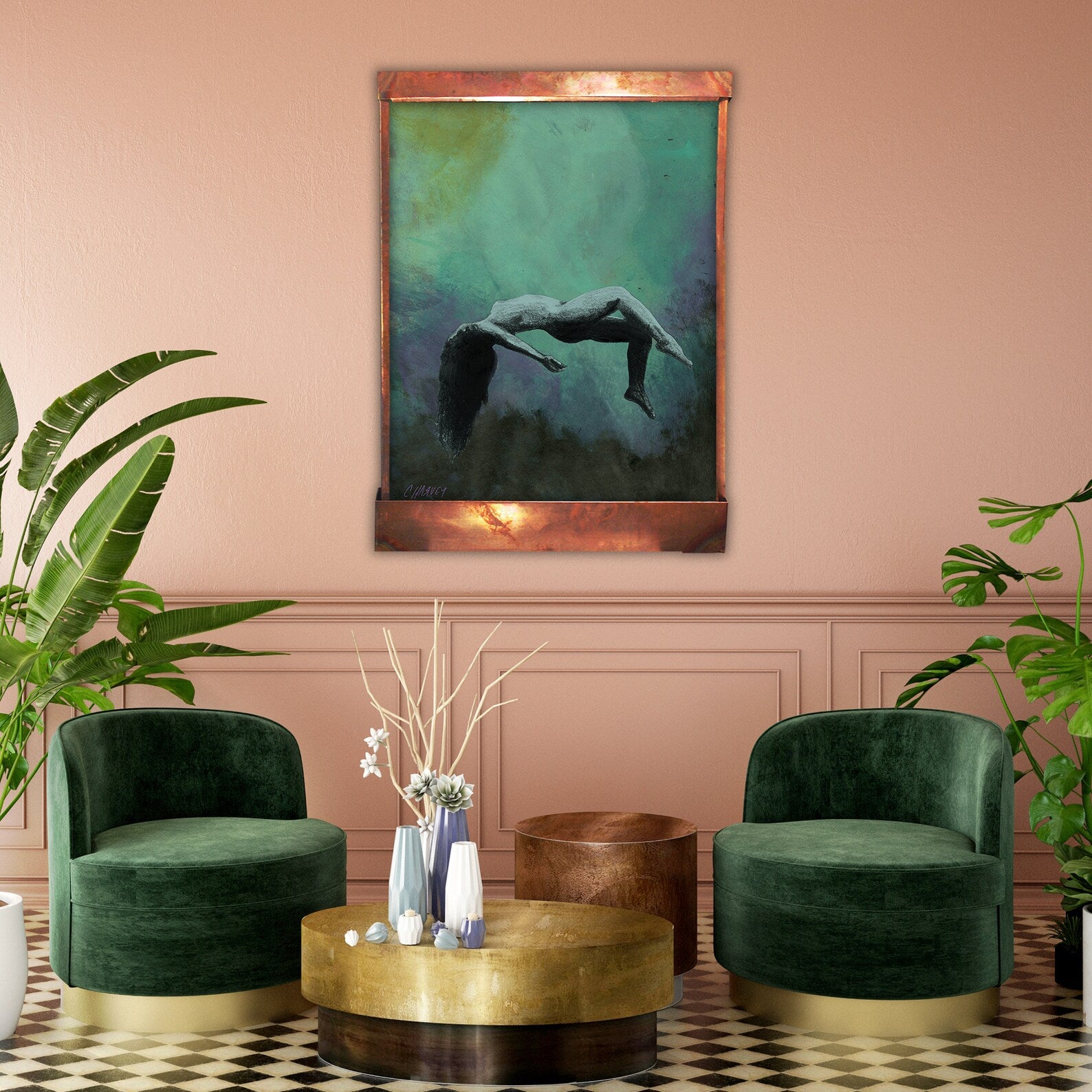 Cameron Harvey Descending to Nod 48″ H x 32″ W Indoor Wall Fountain