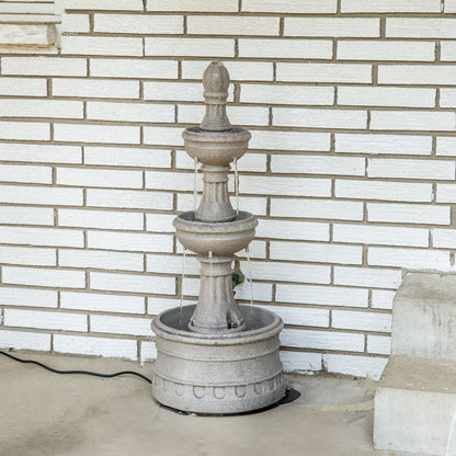 Sunnydaze 39" H Cyprus 3-Tier Polyresin Outdoor Water Fountain