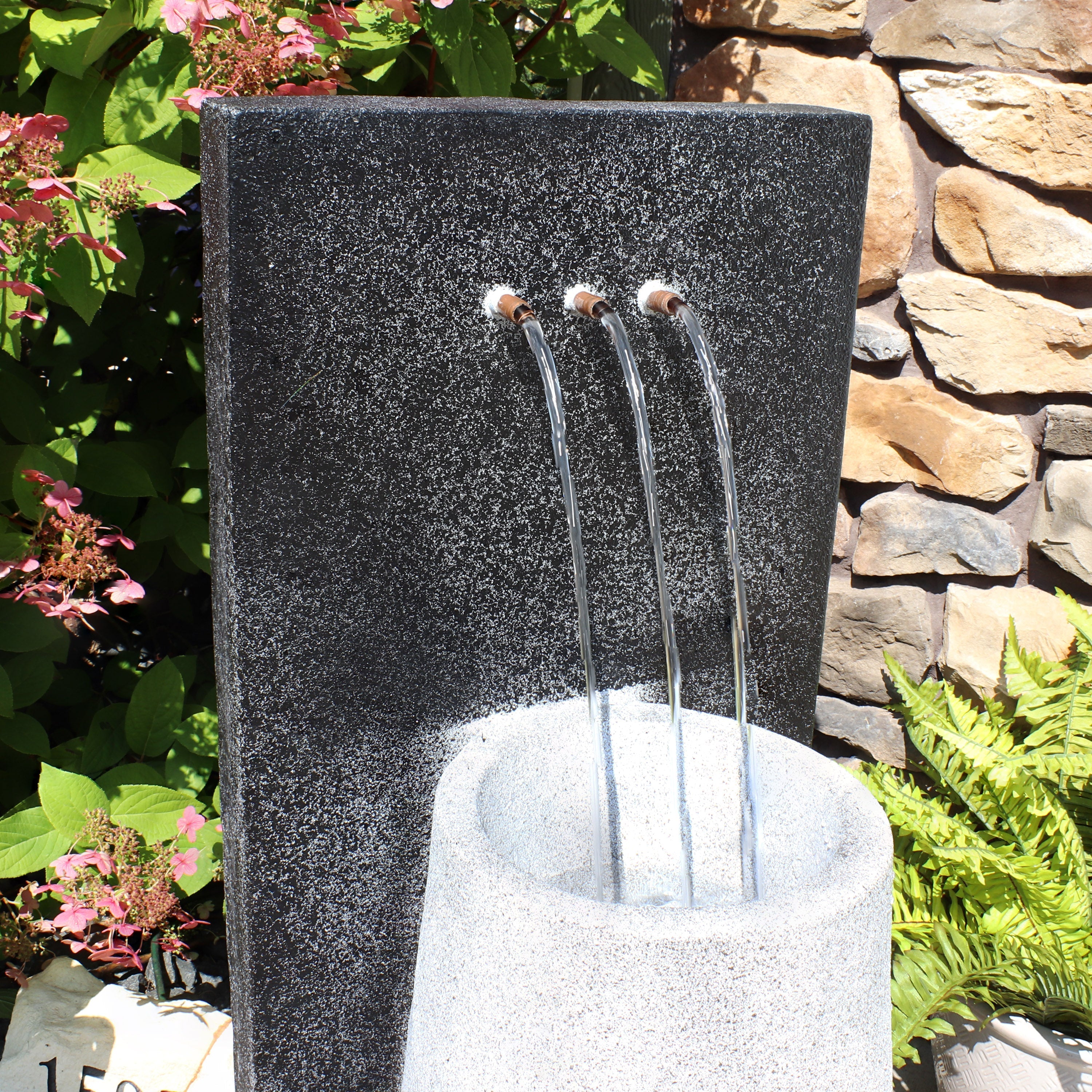 Sunnydaze 35" Three Stream Monterno Outdoor Fountain with LED Light