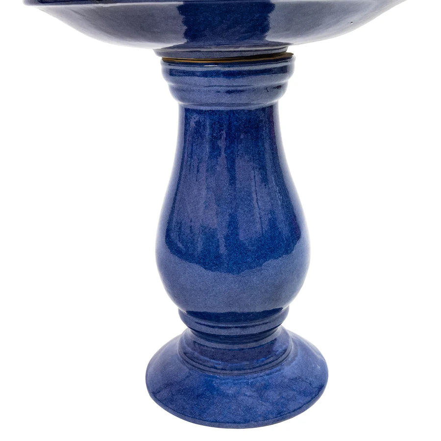 Sunnydaze 21.5" H Daisy Embossed Bowl Glazed Ceramic Bird Bath