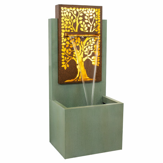 Sunnydaze 41.25" Mighty Oak Outdoor Water Fountain with Lights