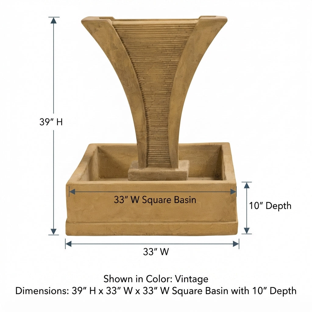 Giannini Garden Diesse Square Cast Stone Outdoor Courtyard Fountain 1460