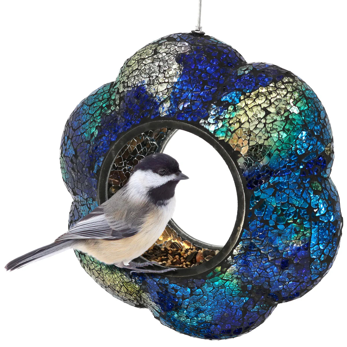Sunnydaze 6" Mosaic Fly-Through Hanging Bird Feeder