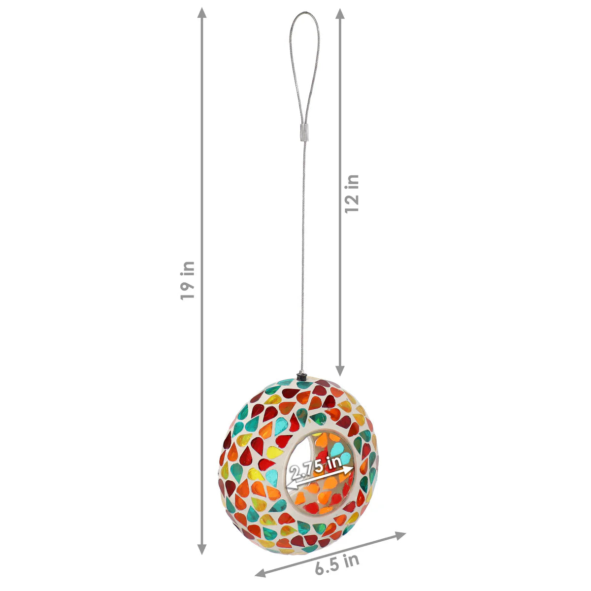 Sunnydaze 6" Mosaic Fly-Through Hanging Bird Feeder
