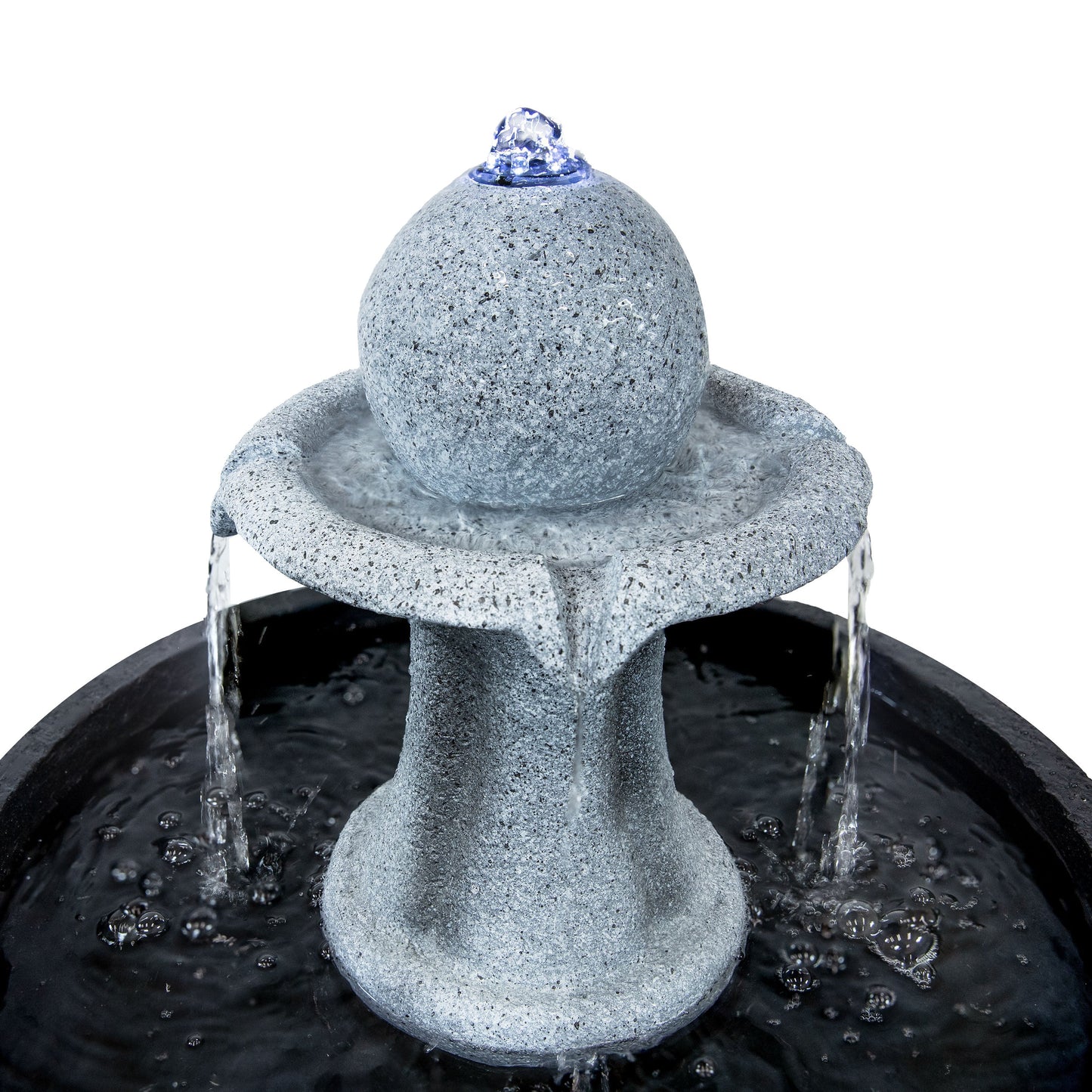 Sunnydaze 29.5" Contemporary 2-Tone Outdoor Water Fountain with Light
