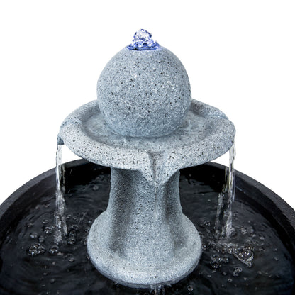 Sunnydaze 29.5" Contemporary 2-Tone Outdoor Water Fountain with Light