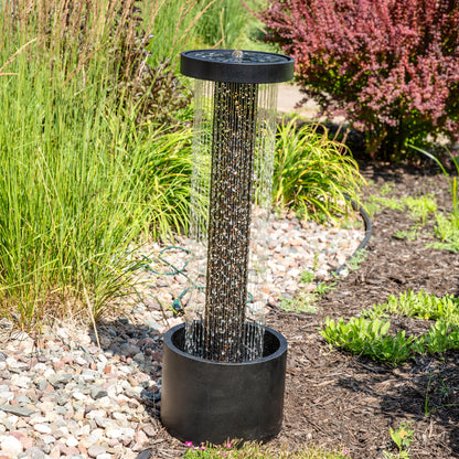 Sunnydaze 41.25" Glittering Rain Outdoor Water Fountain with Lights