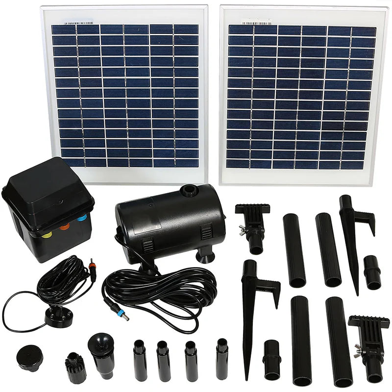 Sunnydaze 396 GPH 120" Lift Solar Pump and Panel Kit with Battery Pack and LED Light SLP-109E