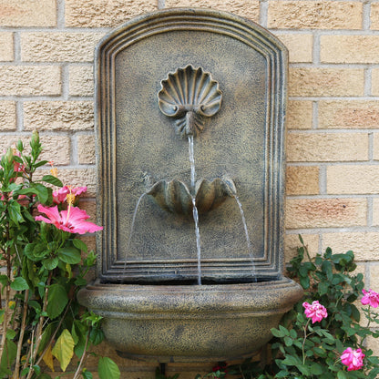 Sunnydaze 27" H Seaside Outdoor Solar Wall Fountain with Battery Backup