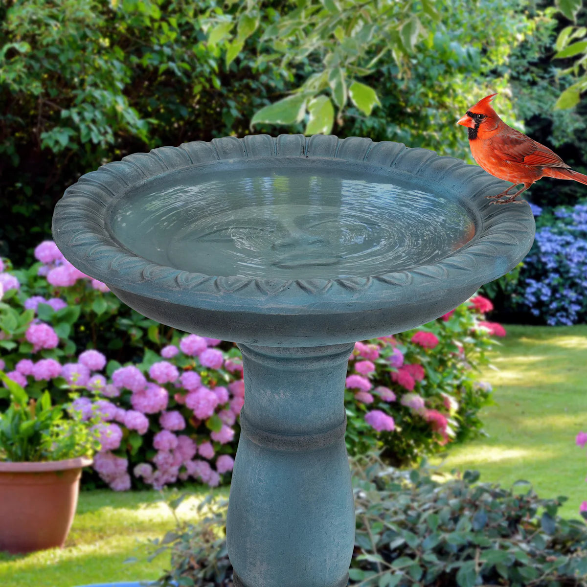 Sunnydaze Façade du Soleil 26" Reinforced Concrete Bird Bath