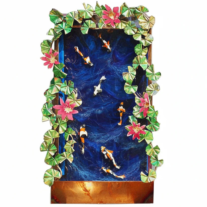 Cameron Harvey Koi and Lotus 52″ H x 33″ W Indoor Wall Fountain