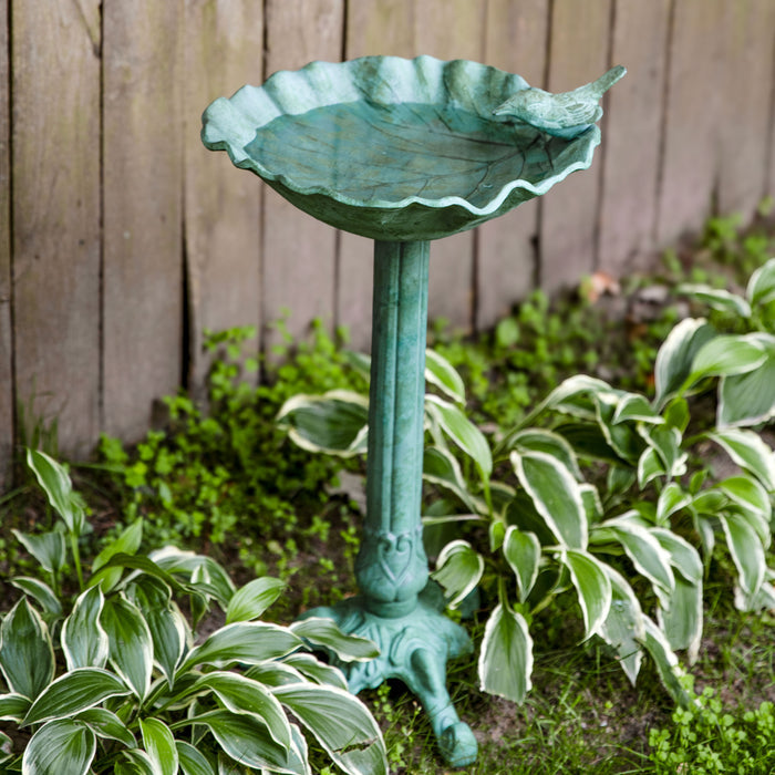 Sunnydaze Autumnal Leaf 11.75" Metal Bird Bath