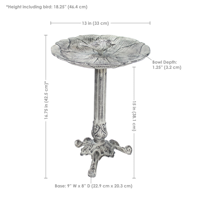 Sunnydaze Bird and Blossom 13" Metal Bird Bath