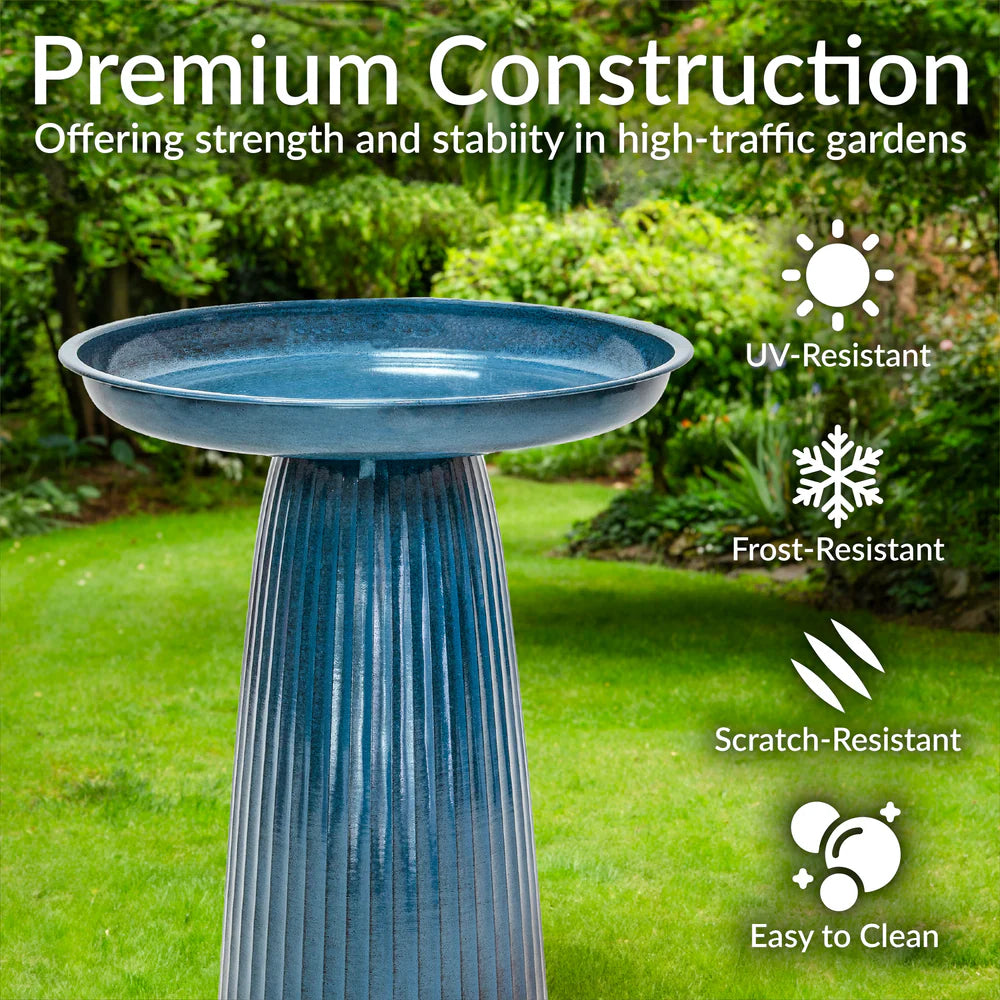 Sunnydaze Gleeful Garden Metal Outdoor Bird Bath - UV-Resistant Finish