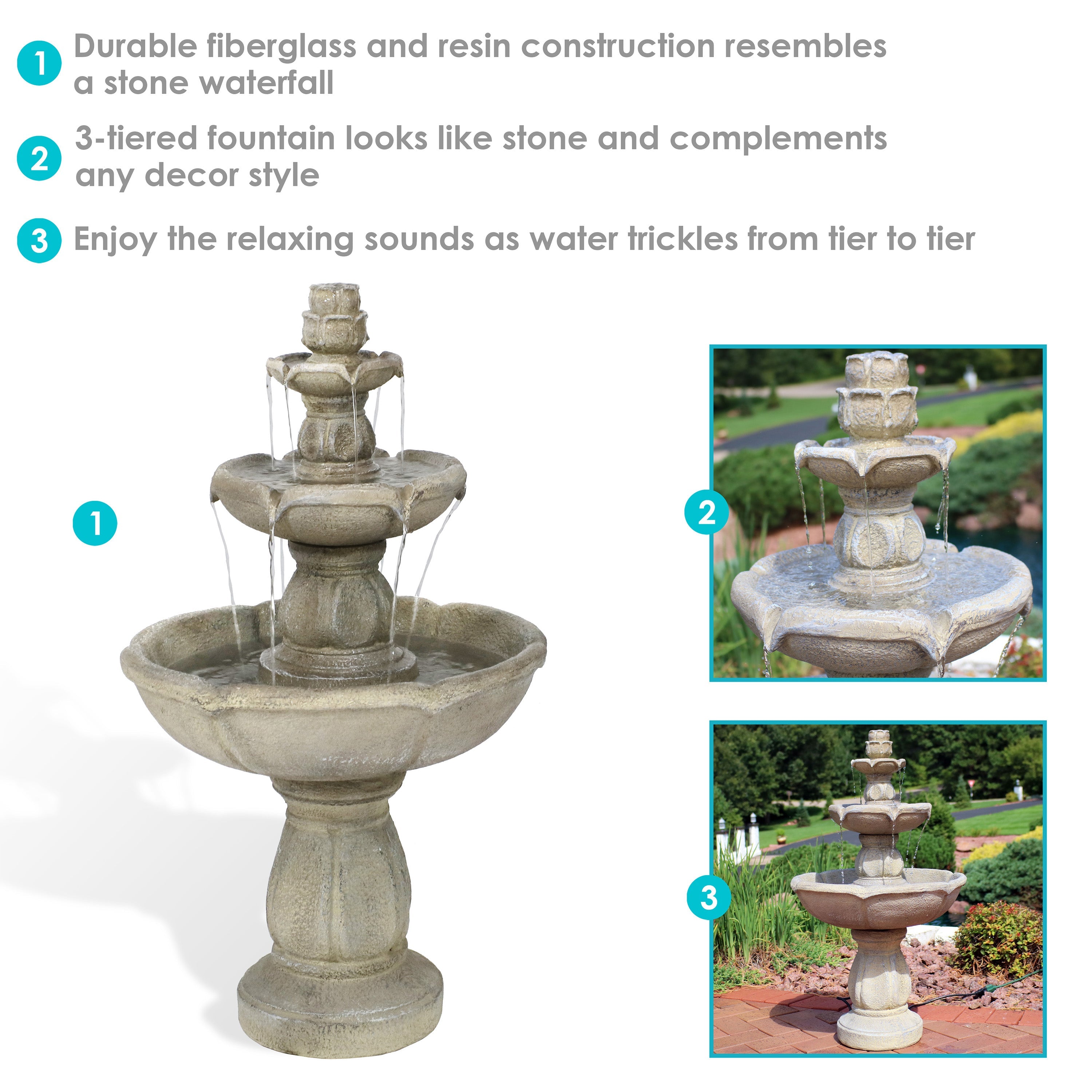 Sunnydaze 35" H Birds' Delight Outdoor Water Fountain with Pump