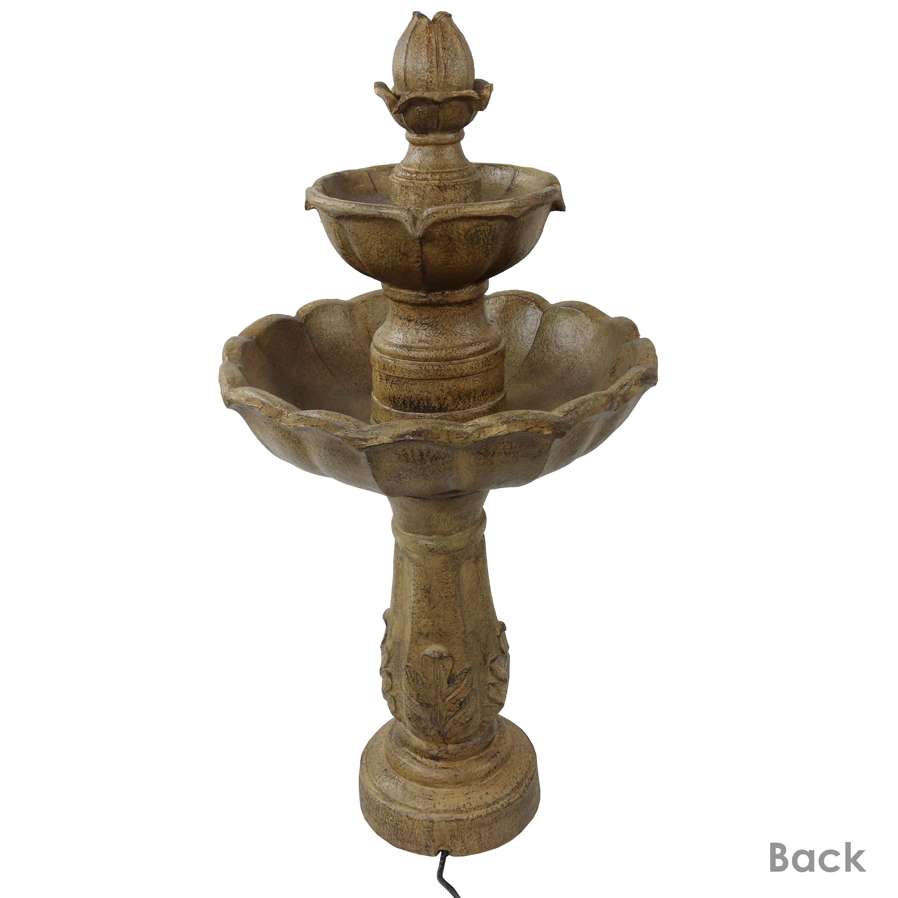 Sunnydaze 38" H Blooming Flower 2-Tier Outdoor Water Fountain