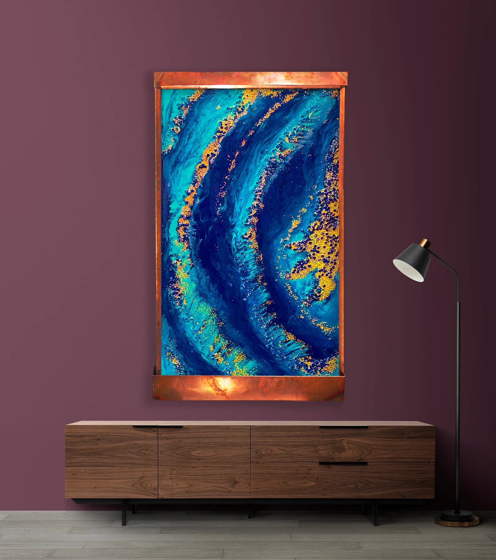 Cameron Harvey Large Geode 7′ H x 4′ W Indoor Wall Fountain