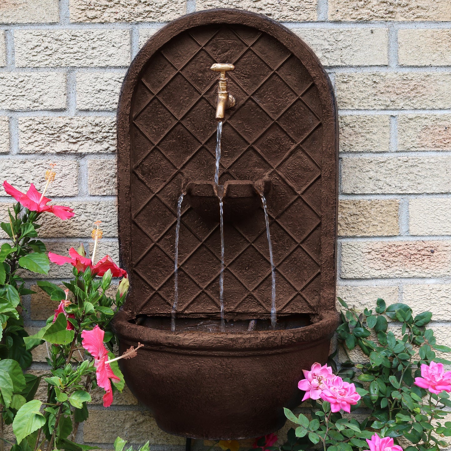Sunnydaze 26" H Messina Solar Wall Fountain with Battery Backup