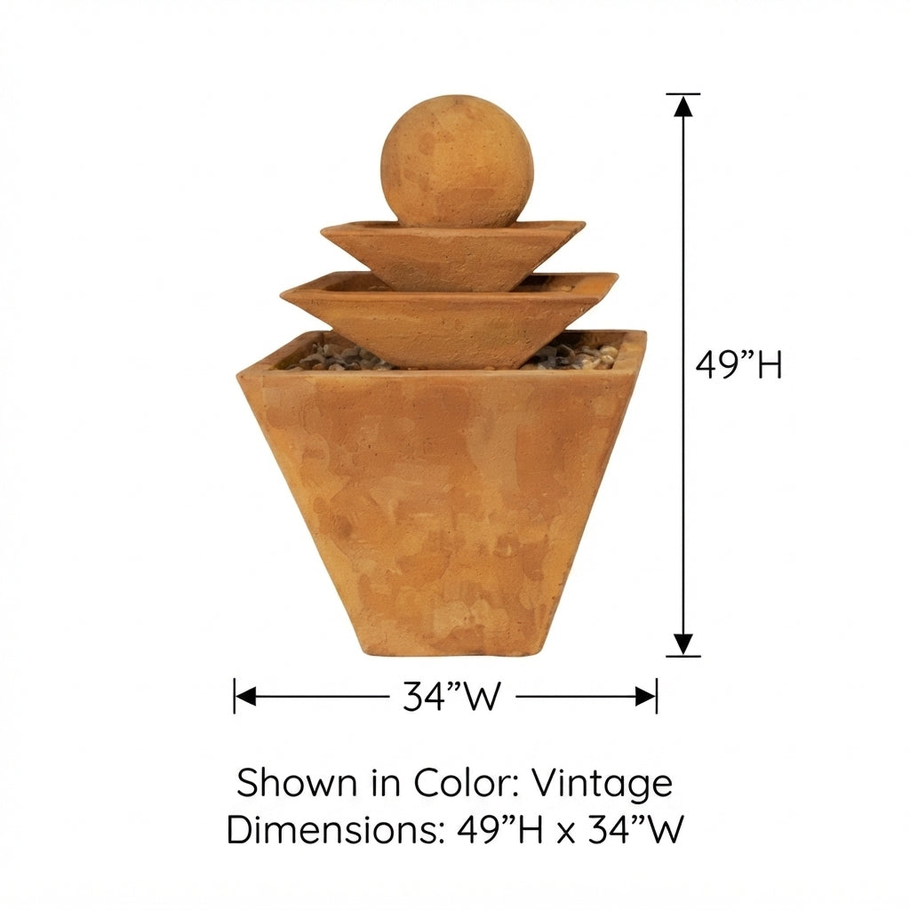 Giannini Garden Three Tier Tapered Square Outdoor Water Fountain 1490