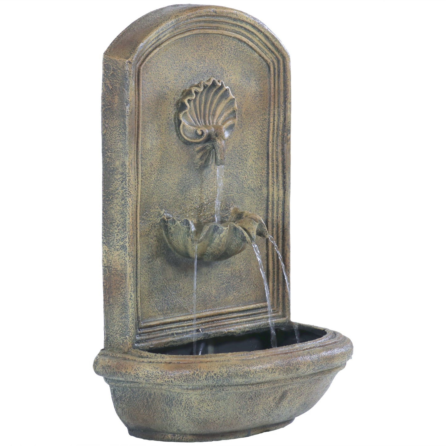 Sunnydaze 27" H Seaside Outdoor Solar Wall Fountain with Battery Backup