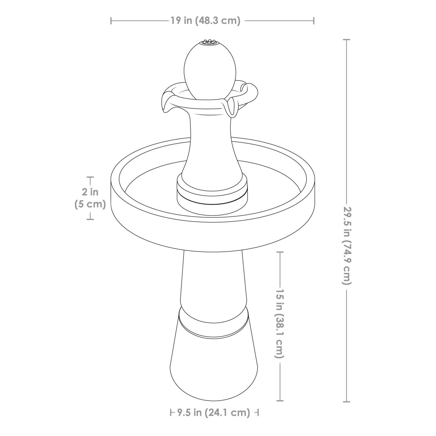 Sunnydaze 29.5" Contemporary 2-Tone Outdoor Water Fountain with Light