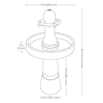 Sunnydaze 29.5" Contemporary 2-Tone Outdoor Water Fountain with Light