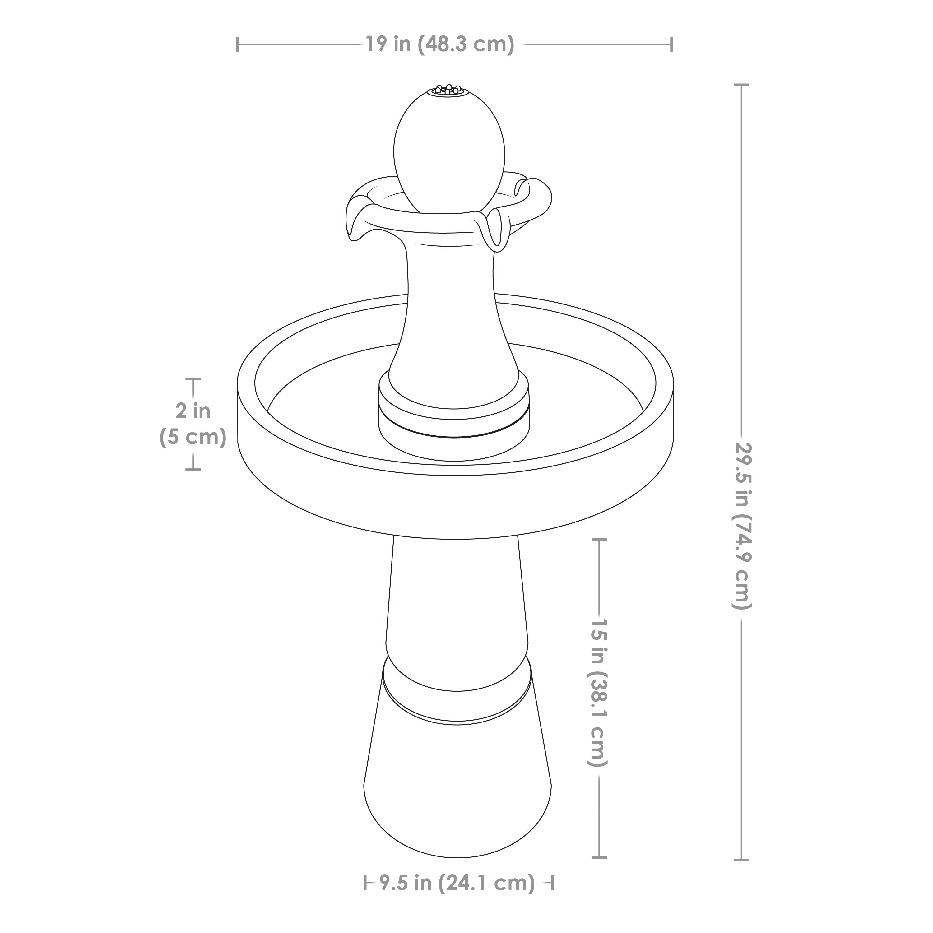Sunnydaze 29.5" Contemporary 2-Tone Outdoor Water Fountain with Light