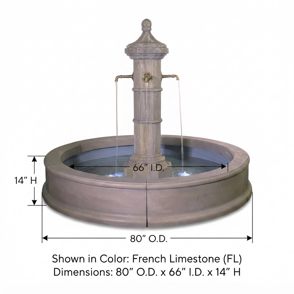 Giannini Garden Robaix Column French Limestone Concrete Outdoor Fountain 1732
