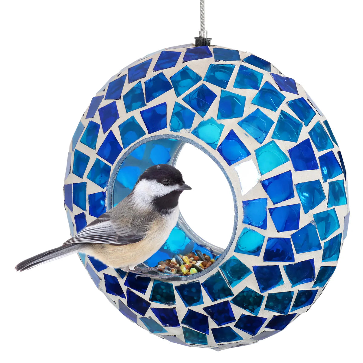 Sunnydaze 6" Mosaic Fly-Through Hanging Bird Feeder