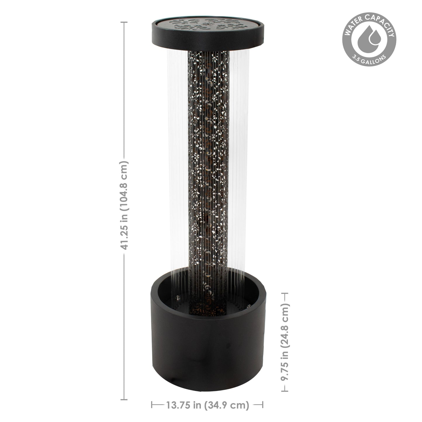 Sunnydaze 41.25" Glittering Rain Outdoor Water Fountain with Lights