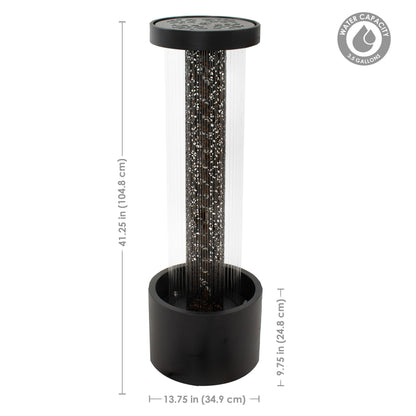 Sunnydaze 41.25" Glittering Rain Outdoor Water Fountain with Lights