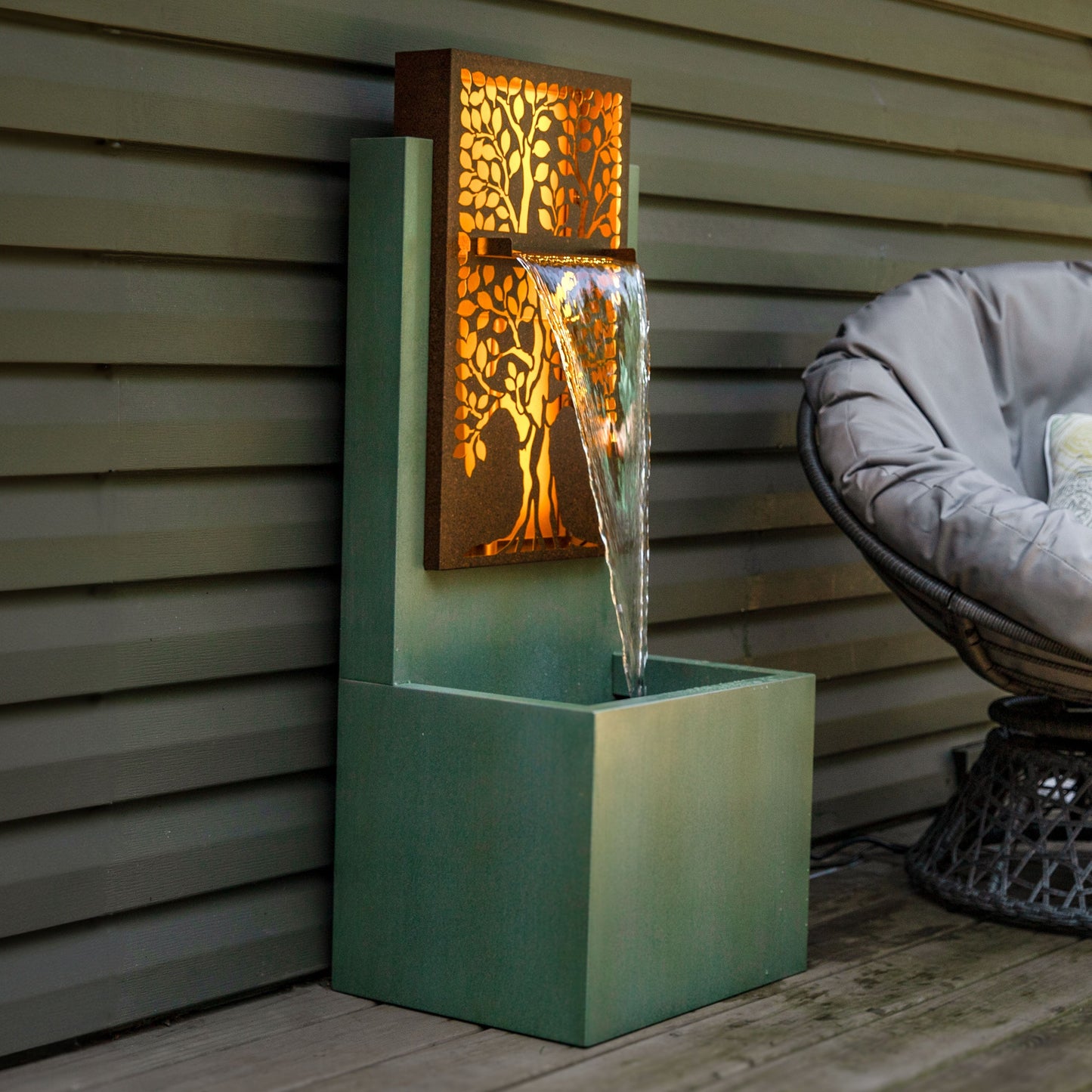 Sunnydaze 41.25" Mighty Oak Outdoor Water Fountain with Lights