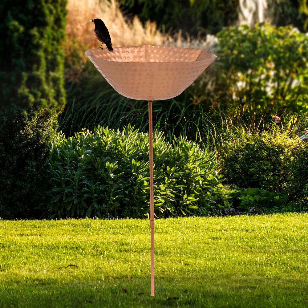 Sunnydaze 34.25" H Staked Copper Bird Bath with UV-Resistant Finish