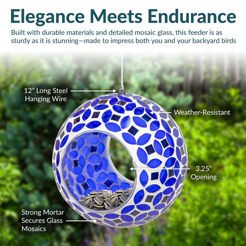 Sunnydaze 6" Mosaic Fly-Through Hanging Bird Feeder