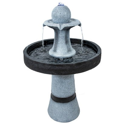 Sunnydaze 29.5" Contemporary 2-Tone Outdoor Water Fountain with Light